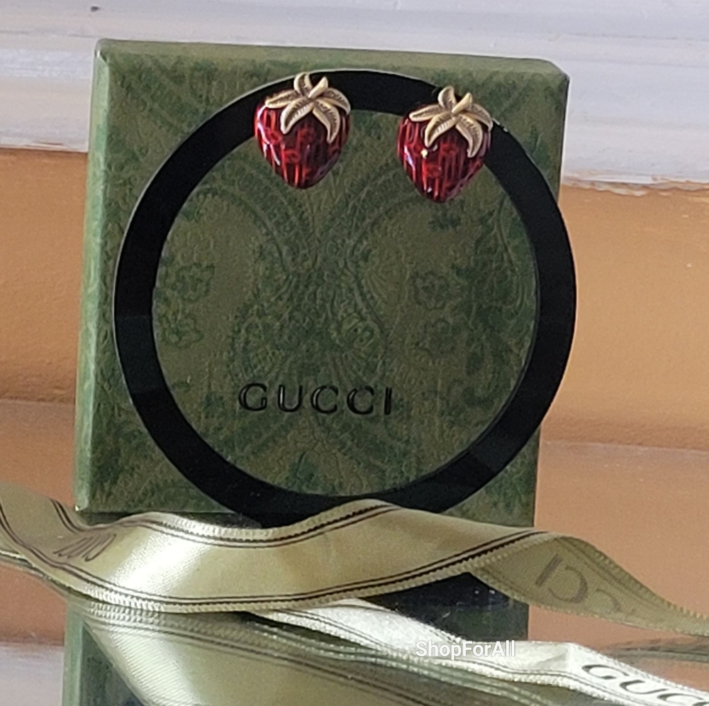 Gucci Red and Black Strawberry Earrings - Picture 4 of 10